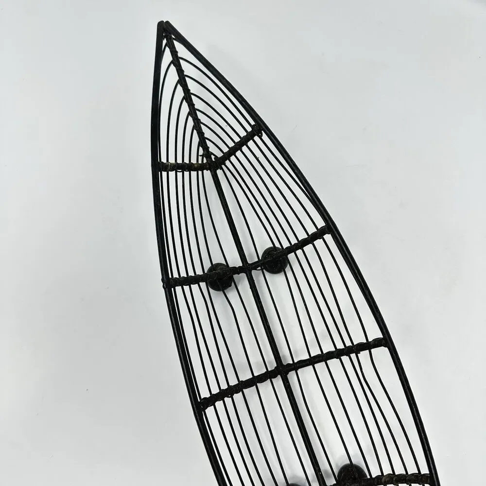 Mid-Century Modern Iron Wire Fruit Basket Canoe Shaped Centerpiece /Catch All